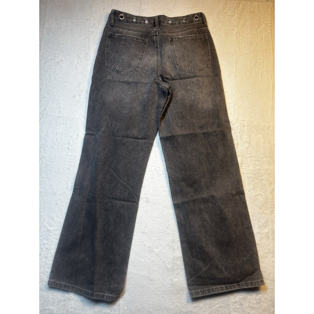 NWT Ashley Mason Premium Jeans Women's Grommets 7/28 Gray High Rise‎ Straight - Picture 14 of 16